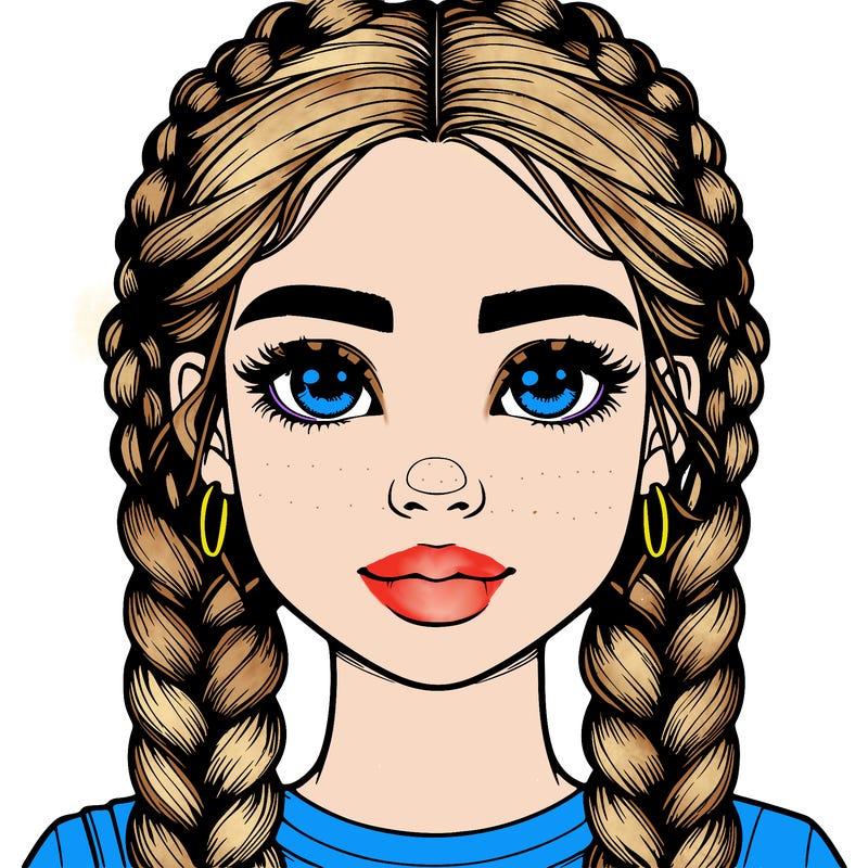 realistic girl with braids