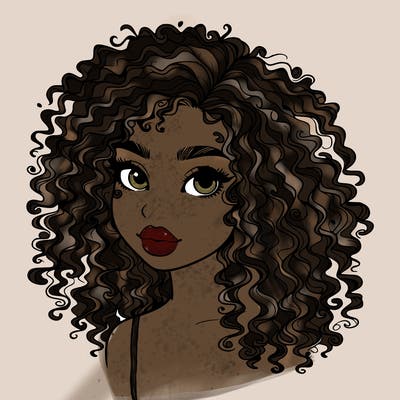 girl with curly hair realistic