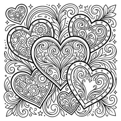 Unleash your creativity with this beautiful Metallic Hearts coloring page, thoughtfully designed for seniors. Enjoy large, clear outlines and sophisticated patterns, providing a relaxing and stimulating artistic activity.