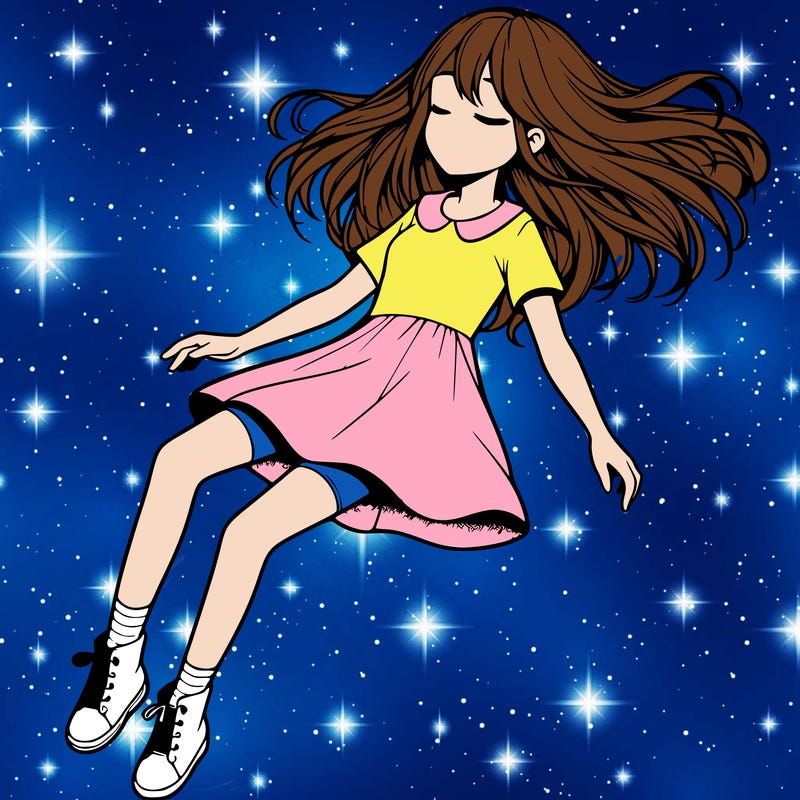 realistic girl floating