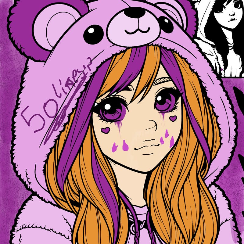 realistic girl in a bear hoodie