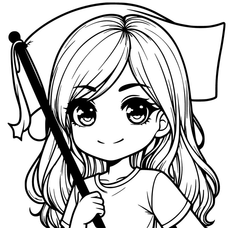 realistic girl holding a blank flag