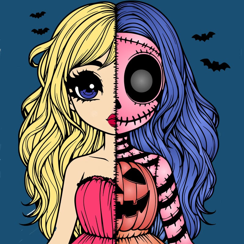 realistic girl halloween split