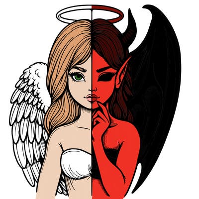 realistic angel half demon