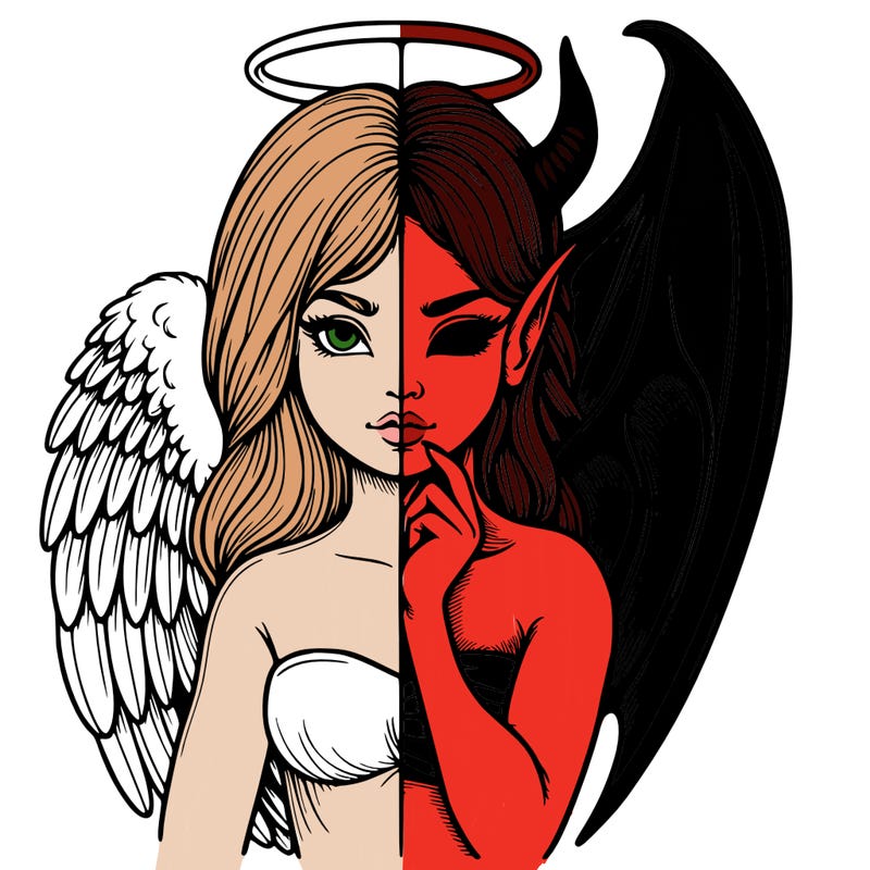 realistic angel half demon