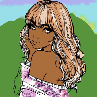 realistic girl with bangs looking over her shoulder