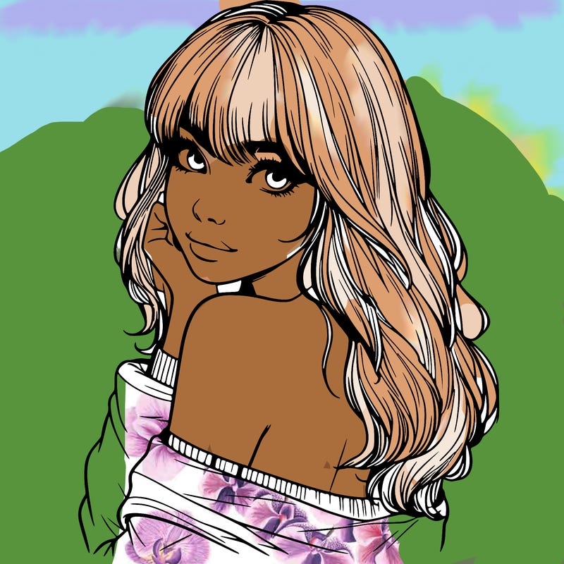 realistic girl with bangs looking over her shoulder