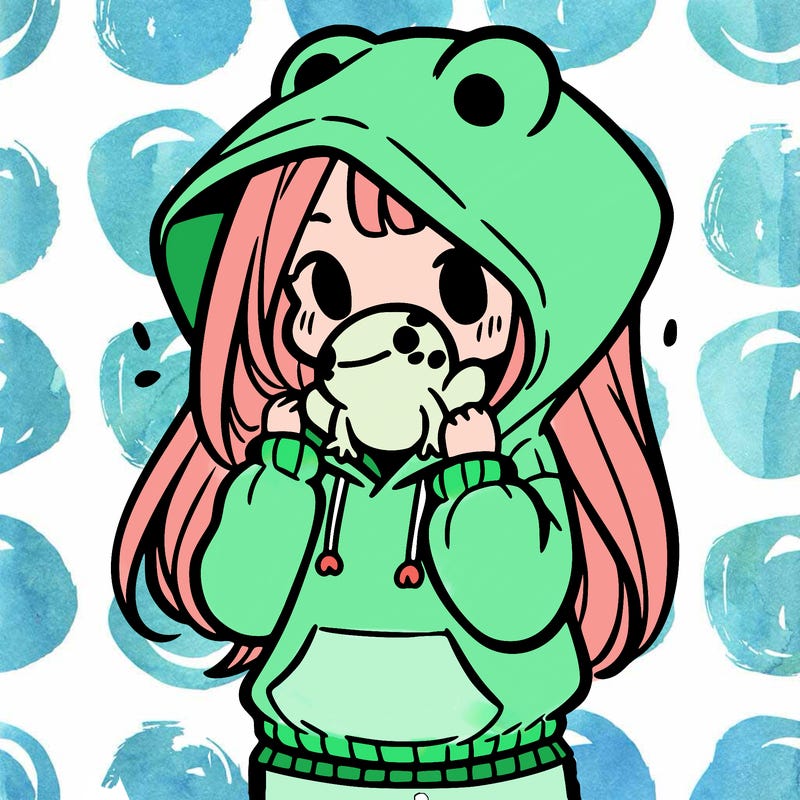 a girl holding a froggy hoodie