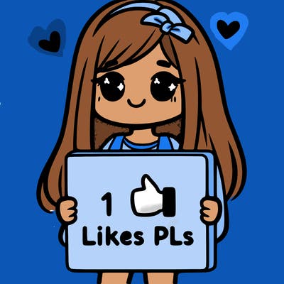 girl holding a sign saying 10 likes pls