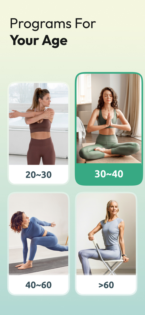 Yoga Fit | Yoga for Beginners - Yoga workout plans tailored for different age groups from twenty to over sixty