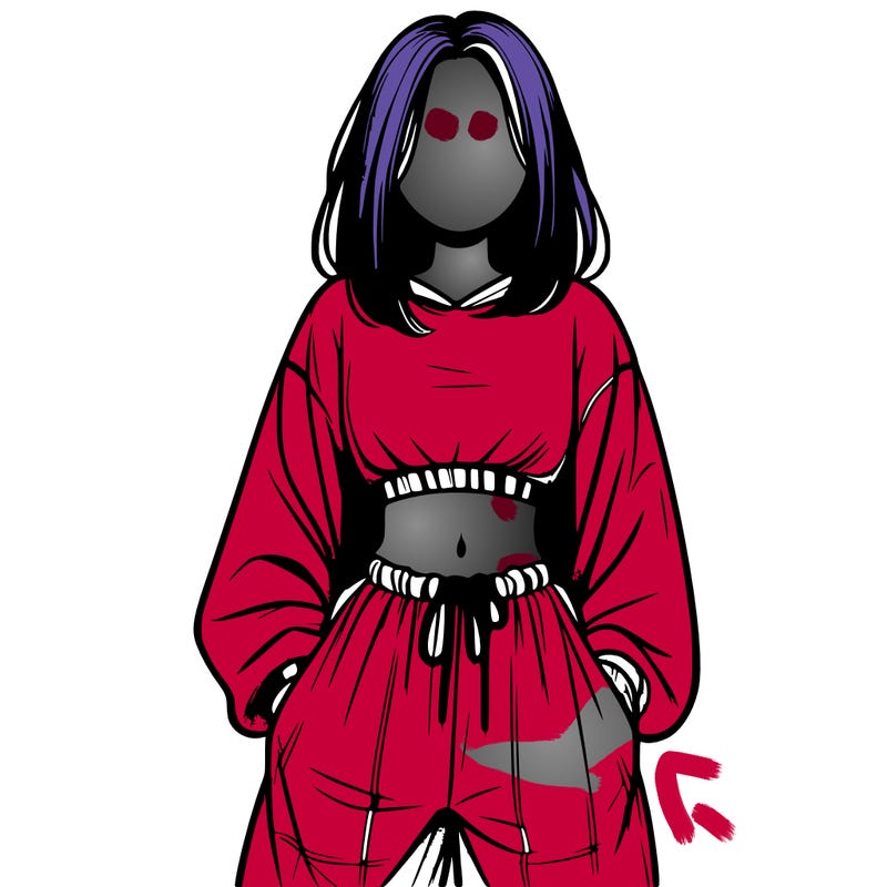 realistic girl faceless with baggy pants and a crop top