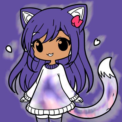 girl with cat ears and tail