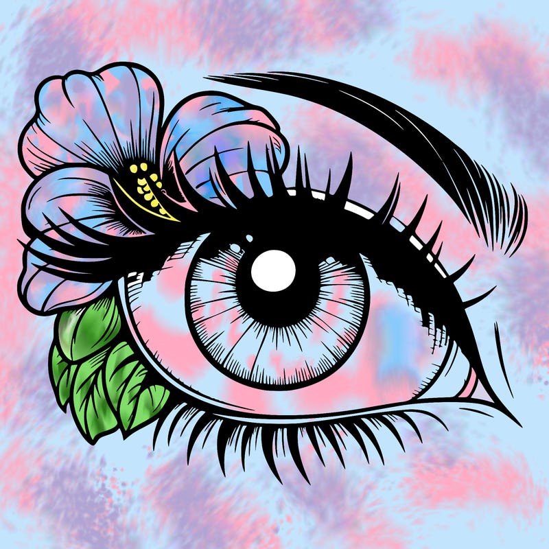 realistic eye with flower
