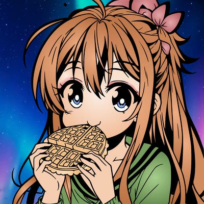 anime eating waffle
