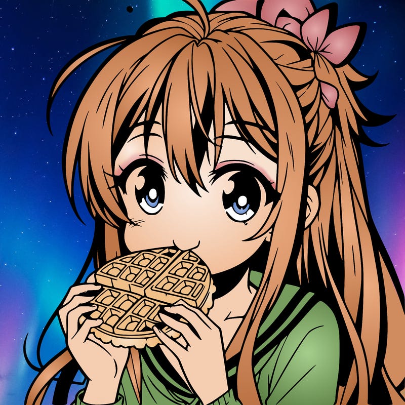 anime eating waffle
