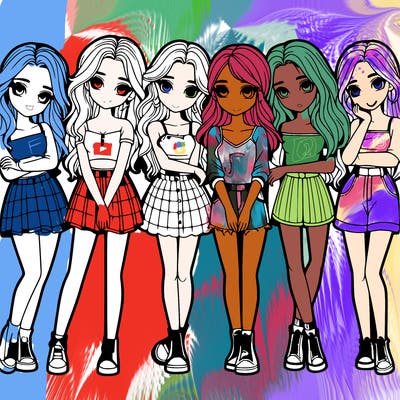 a group of girls realistic