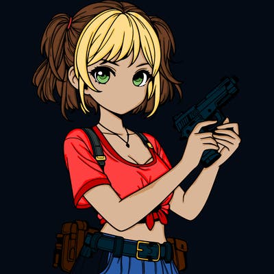 a realistic girl with a gun