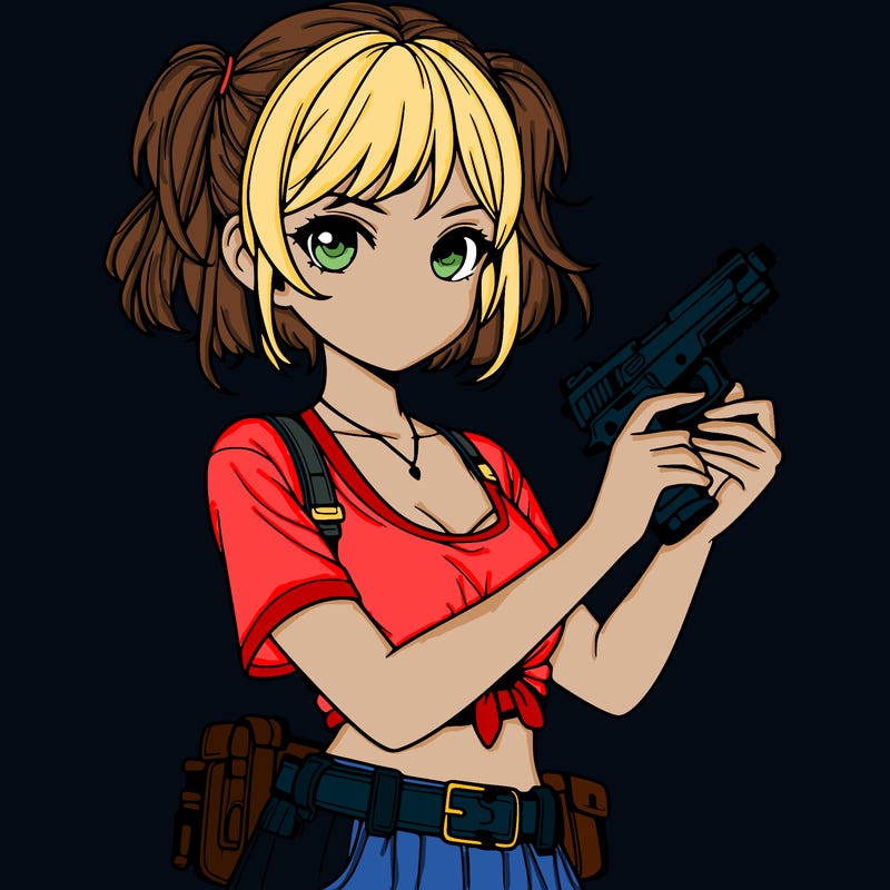 a realistic girl with a gun