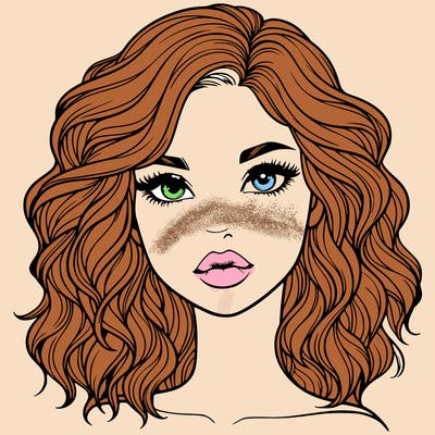 realistic girl with wavy hair and lips