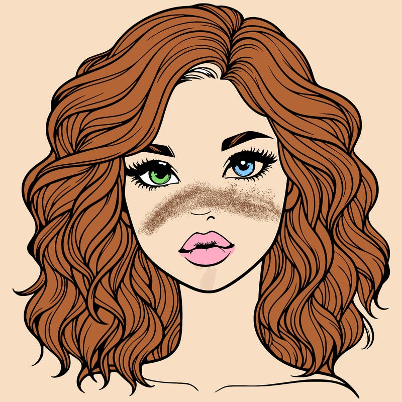 realistic girl with wavy hair and lips