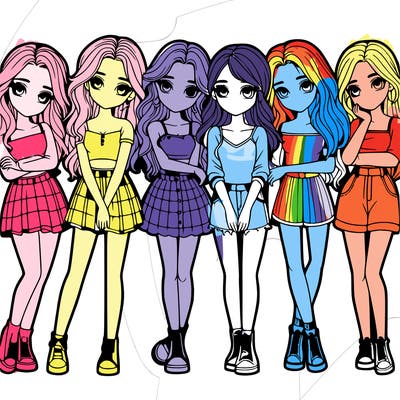 a group of girls realistic