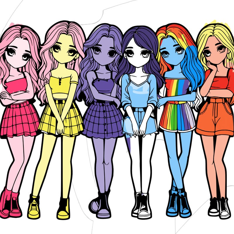 a group of girls realistic