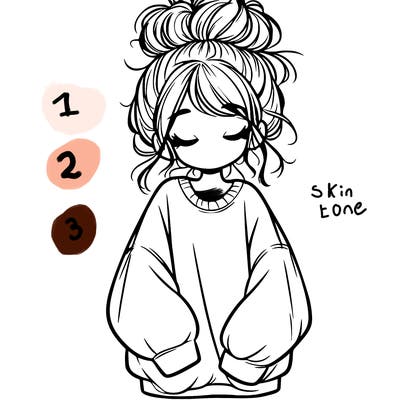 girl with baggy sweatshirt and messy bun