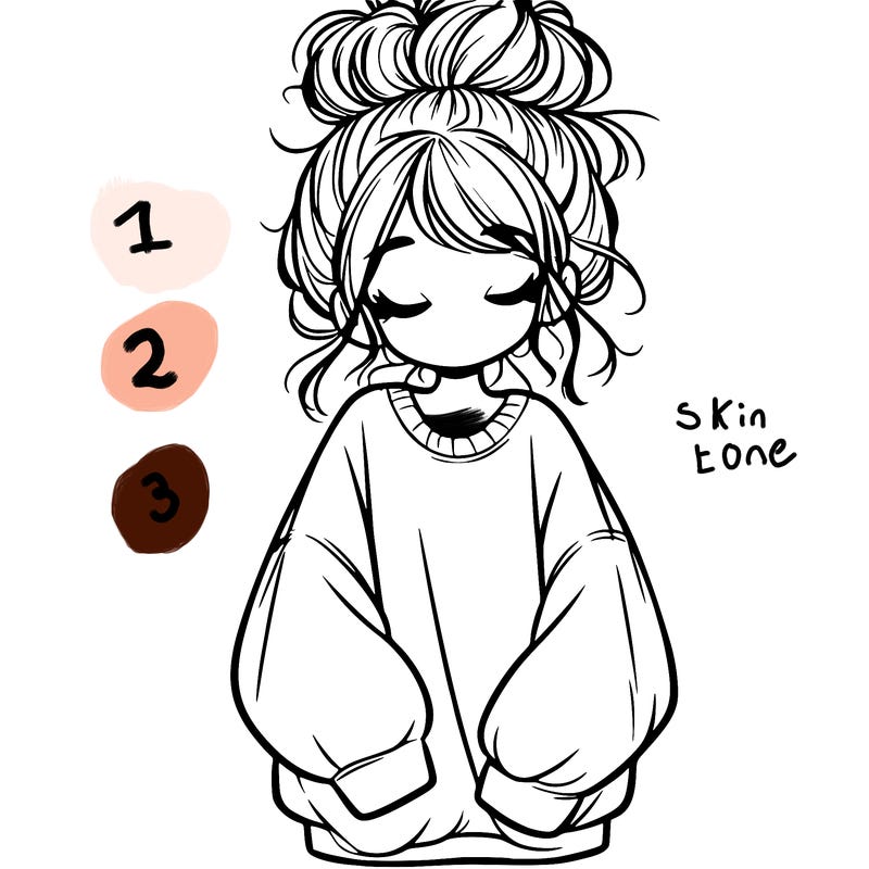 girl with baggy sweatshirt and messy bun