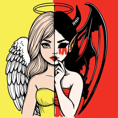 realistic angel half demon