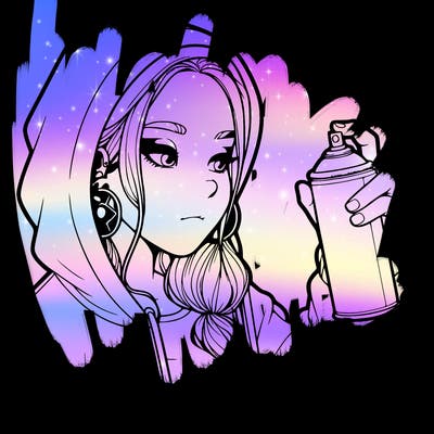 a realistic girl, spray painting