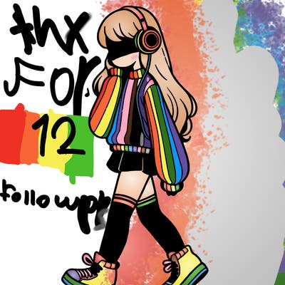 girl with leg warmers and long sweater and sneakers listening to music