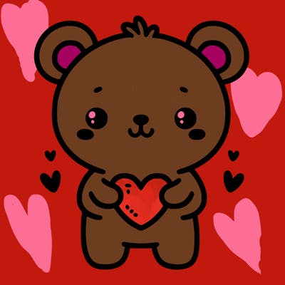 cute bear with heart