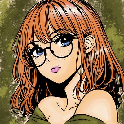 manga woman character with glasses and nice lips