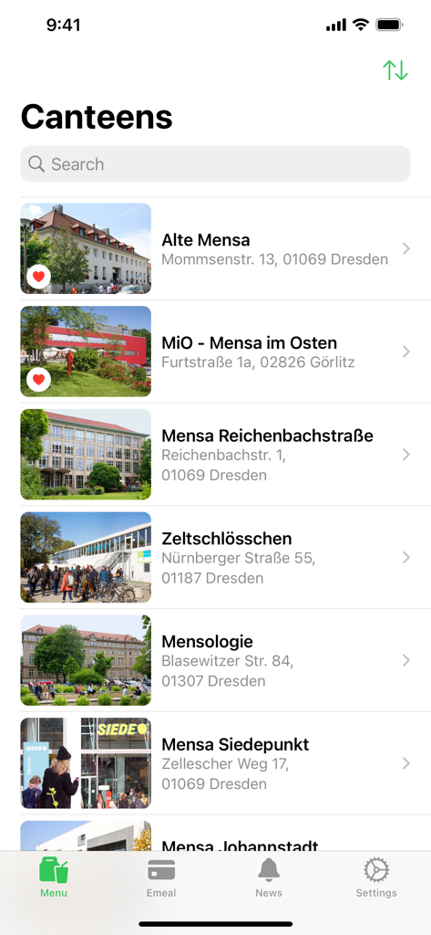 Mensa Dresden - A list of university canteens in Dresden and Goerlitz shown in the Mensa Dresden mobile app