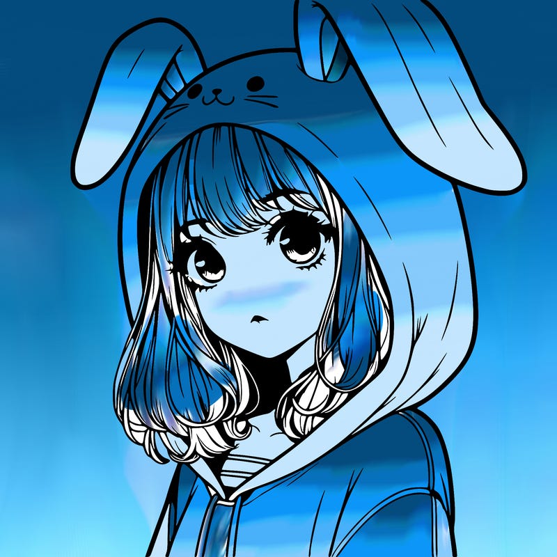 realistic girl wearing a bunny hoodie