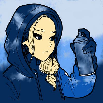 a realistic girl, spray painting