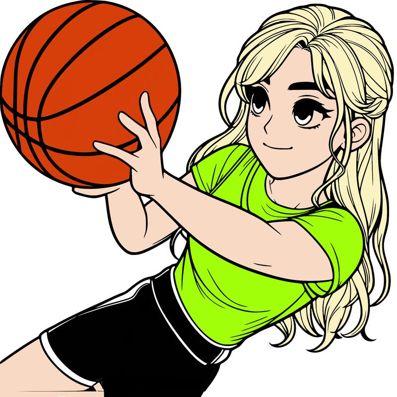 realistic girl playing basketball