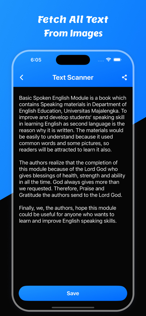 OCR技術を使用して画像からテキストを抽出するテキストスキャナー機能を備えたモバイルアプリ画面。