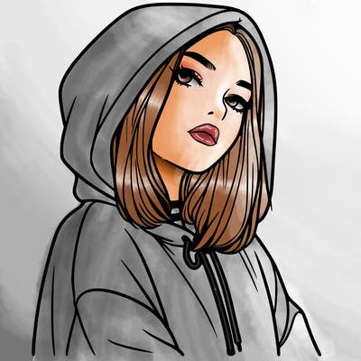 a realistic girl in a hoodie