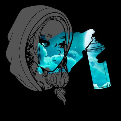 a realistic girl, spray painting