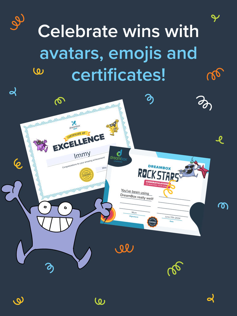 DreamBox Math - Certificados de logros y recompensas de DreamBox Math para estudiantes