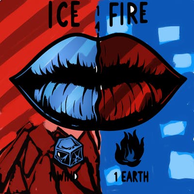 realistic lip split in fourth . 1 fourth ice 1 fire 1wind 1 earth