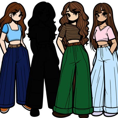 girls with wide pants and a croc top