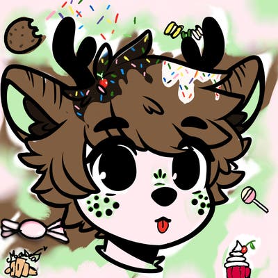a humanoid deer with soft fluffy ears