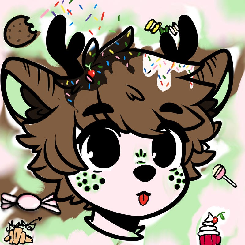 a humanoid deer with soft fluffy ears