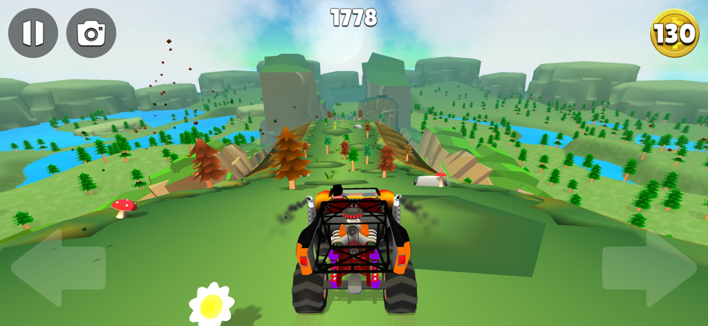 Faily Brakes Roadtrip - A monster truck driving down a green hill in Faily Brakes Roadtrip