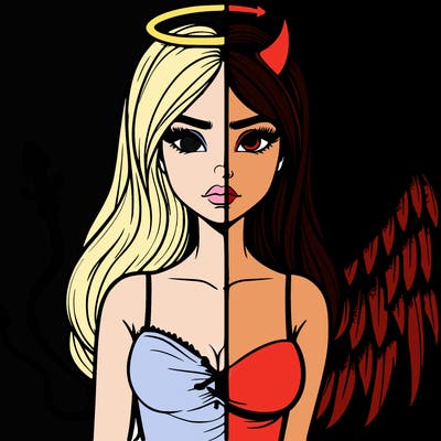 devil vs angel realistic girl