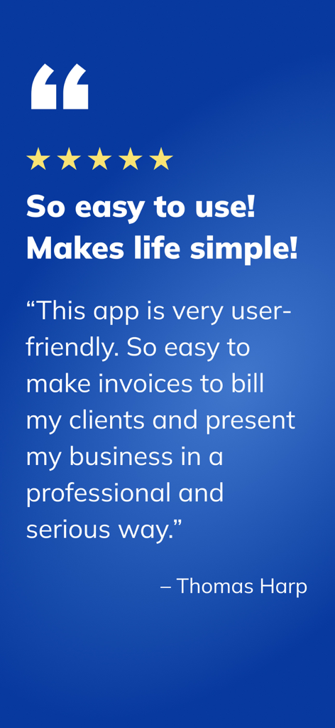Zintego - Invoice Maker - Avaliação de usuário de cinco estrelas para Zintego Invoice Maker por Thomas Harp