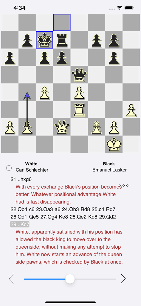 SmallFish Chess for Stockfish - SmallFish Chess app displaying a chess game analysis with Stockfish engine commentary and notation