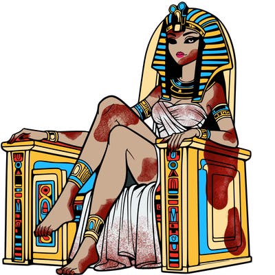 realistic egyptian woman on a throne